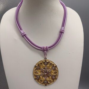 Purple and Gold Pendant Necklace